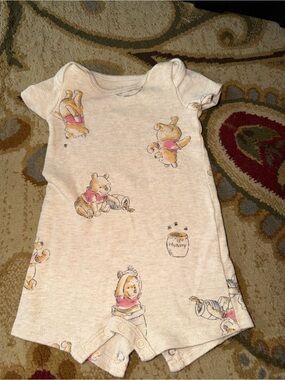 Disney Cream Winnie the Pooh Short Sleeve Romper